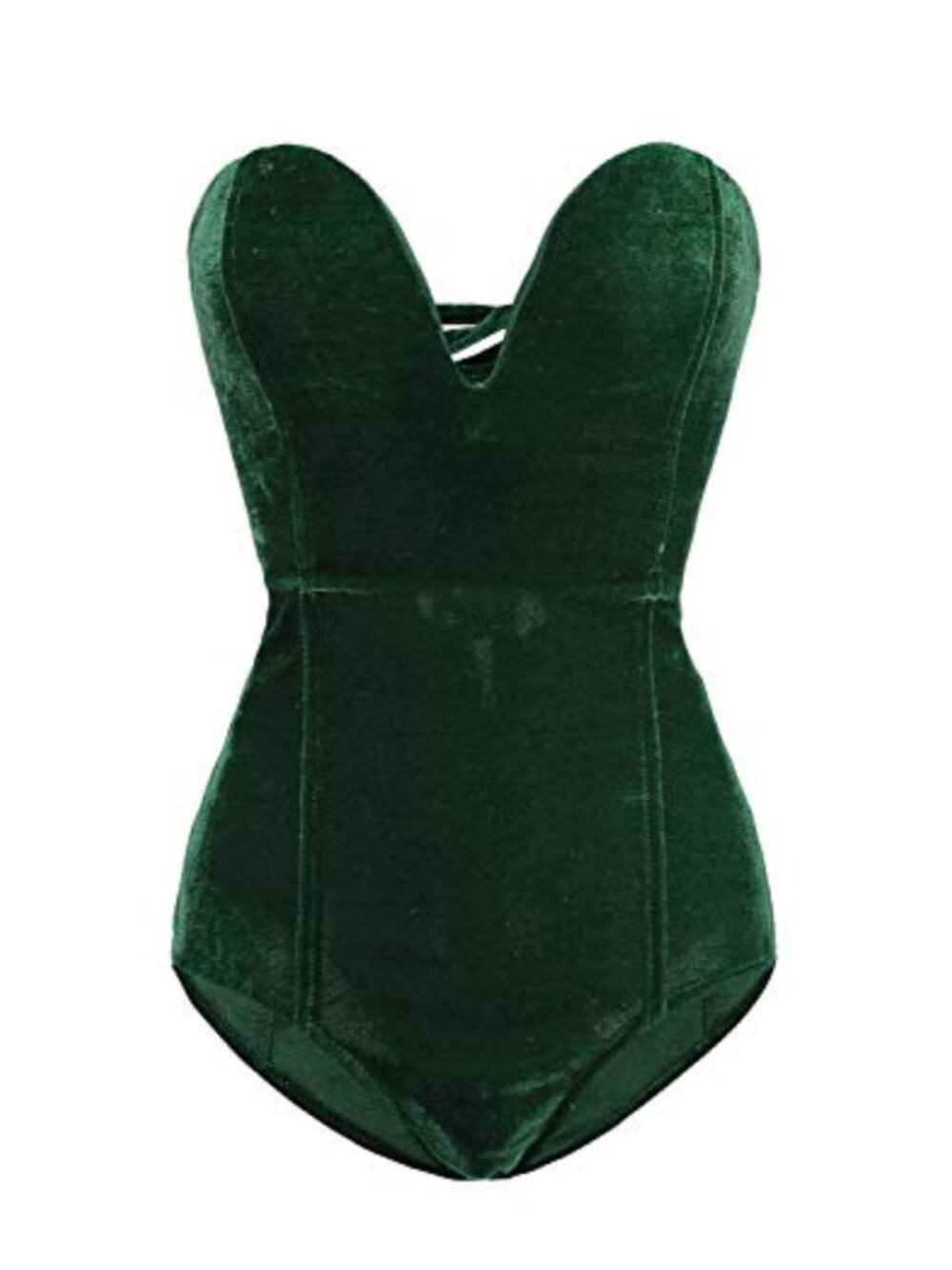 Velvet Strapless Bodysuit Lace Up Back Button Closure